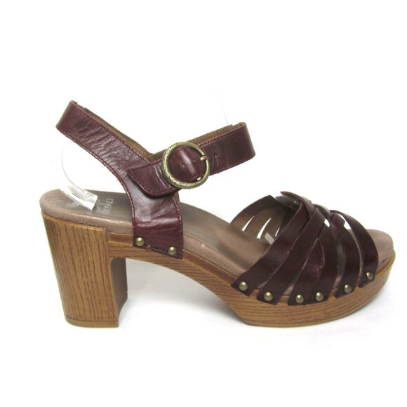 Dansko Dawson 41 US 10.5 11 Reddish Brown Vintage Ruby Platform Sandals Heels - Picture 6 of 12